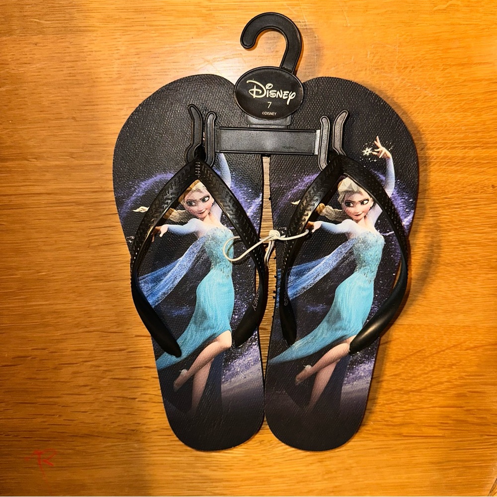 New Disney Frozen Flip Flops size 7 - 9” long